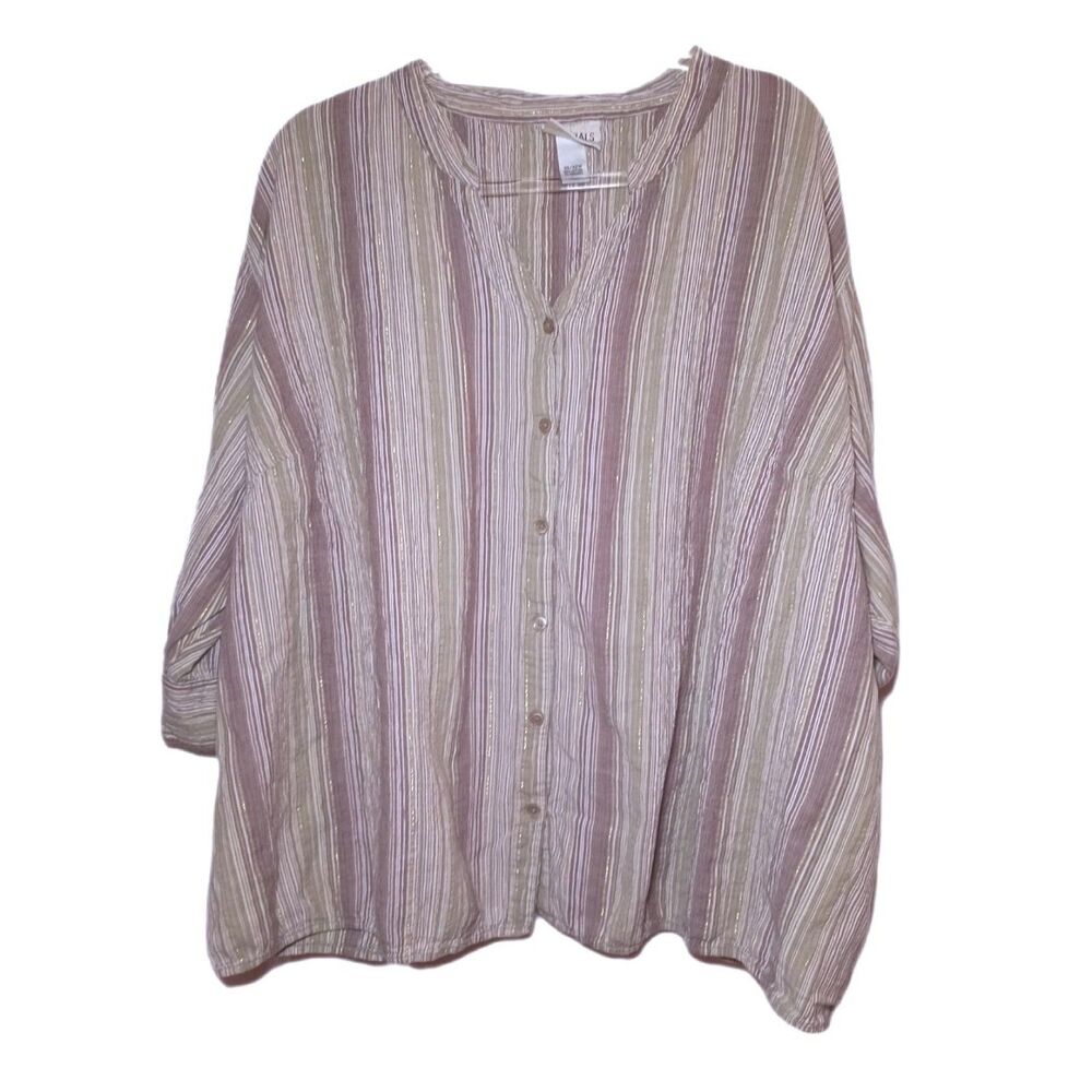 Essentials by Maggie Cotton 3/4 Sleeve Blouse Plus Size 4X